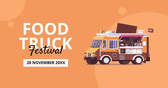 Designvorlage Festival Announcement with street food truck für Facebook AD