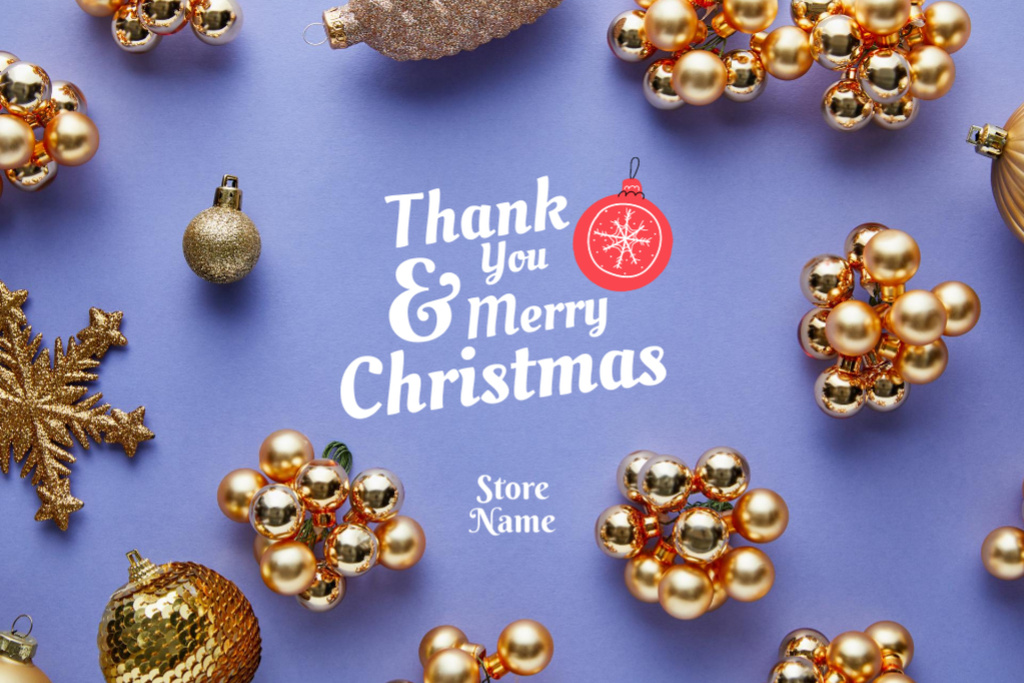 Thanks and Merry Christmas Wishes Postcard 4x6in – шаблон для дизайну