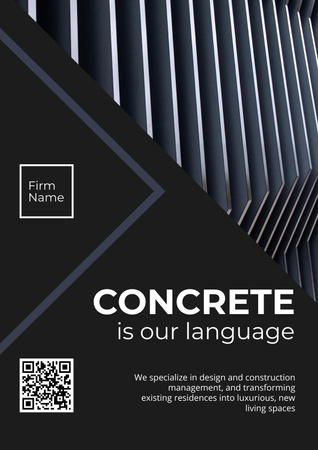 Designvorlage Anzeige eines Bauunternehmens mit futuristischem Gebäude für Poster