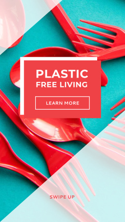 Designvorlage eco-konzept mit rotem plastik-geschirr für Instagram Story