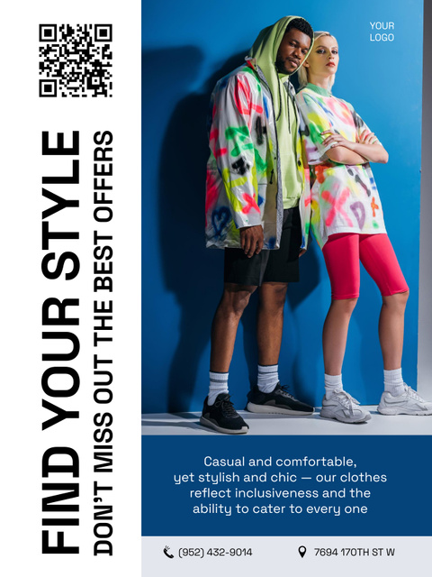Best Offer of Clothing with Stylish Couple Poster US Design Template