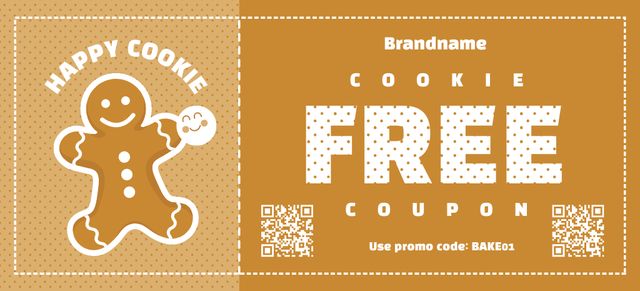 Template di design Promo Code Offers on Cute Cookies Coupon 3.75x8.25in