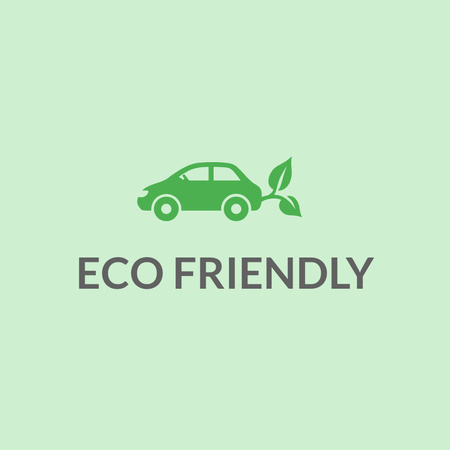 Transport Shop Ad with Ecological Car Logo Design Template