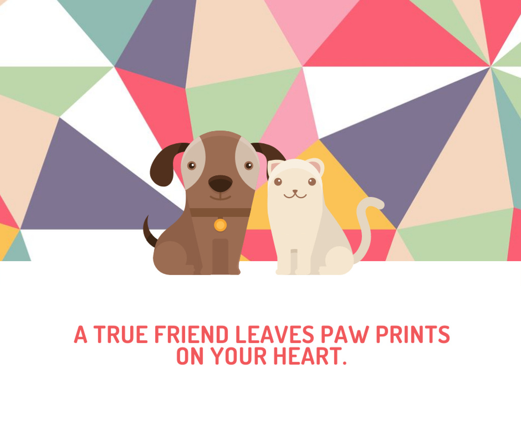 Pets Quote Cute Dog and Cat Facebook Design Template