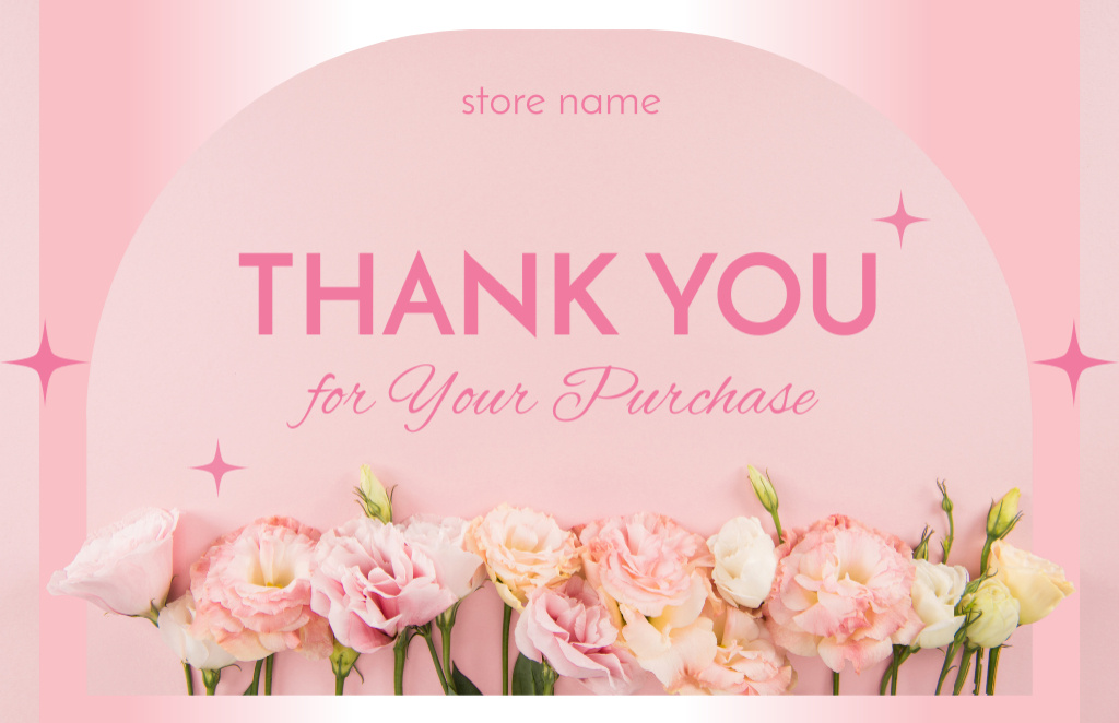 Pink Floral Thank You Business Card 85x55mmデザインテンプレート