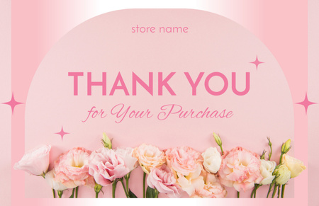 Pink Floral Thank You Business Card 85x55mm Design Template