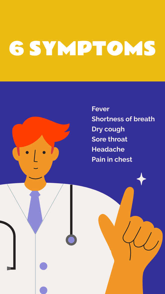 #FlattenTheCurve Coronavirus symptoms with Doctor's advice Instagram Story – шаблон для дизайна