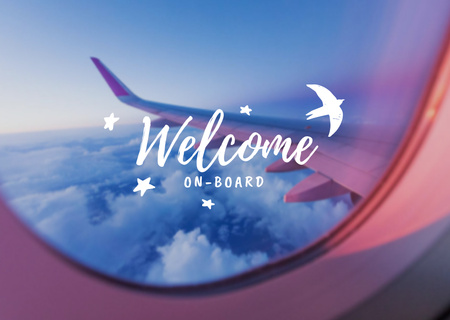 Travel Inspiration with Cloudscape in Plane Window Card tervezősablon