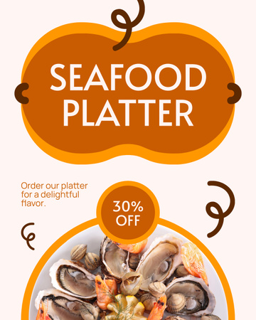 Ad of Seafood Platter with Discount Instagram Post Vertical Design Template