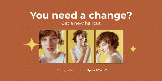 New Haircuts and Styles Collage Twitter Design Template