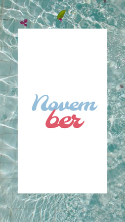 Plantilla de diseño de lindo calendario sobre fondo de agua cristalina Instagram Video Story 