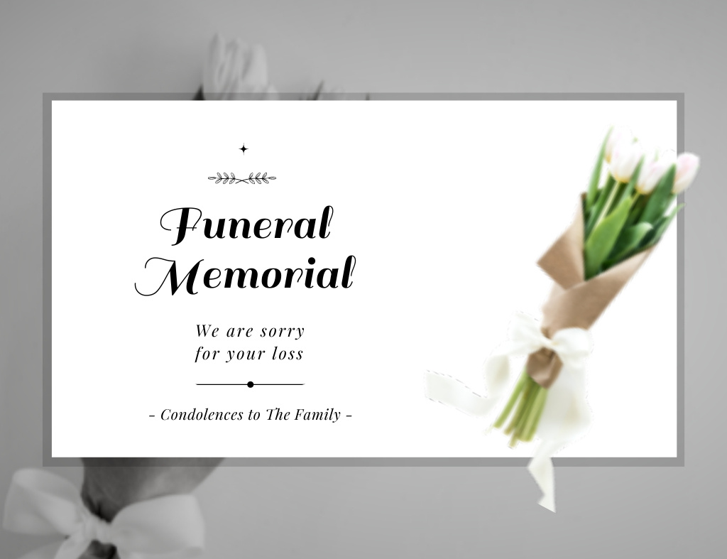 Condolences Message for Funeral Ceremony Thank You Card 5.5x4in Horizontal Design Template