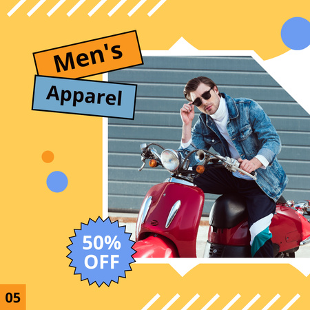 İndirimli Fiyatlarla Erkek Giyim Koleksiyonu Instagram Tasarım Şablonu