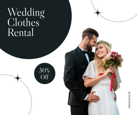 Plantilla de diseño de Descuento en alquiler de ropa de boda Facebook 