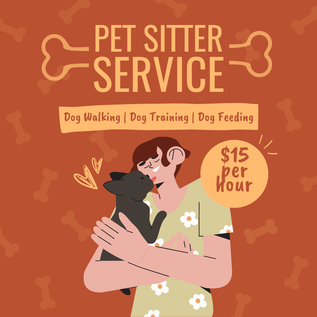 Offering Pet Sitting Services Instagram ADデザインテンプレート