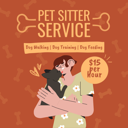 Offering Pet Sitting Services Instagram AD Design Template