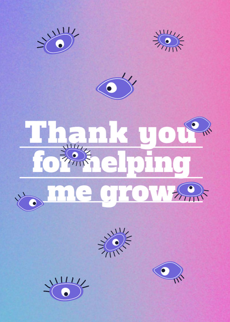 Cute Thankful Phrase With Eyes Postcard 5x7in Vertical Design Template