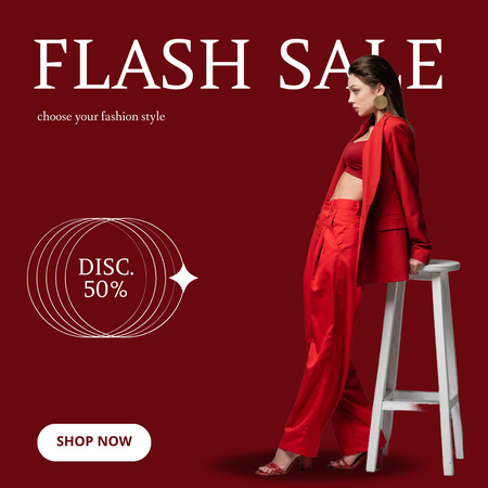kırmızı giysili kadın moda koleksiyonu satışı Instagram Tasarım Şablonu