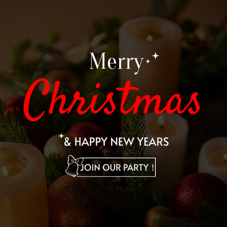 Christmas Celebration Announcement with Holiday Candles Instagram Design Template