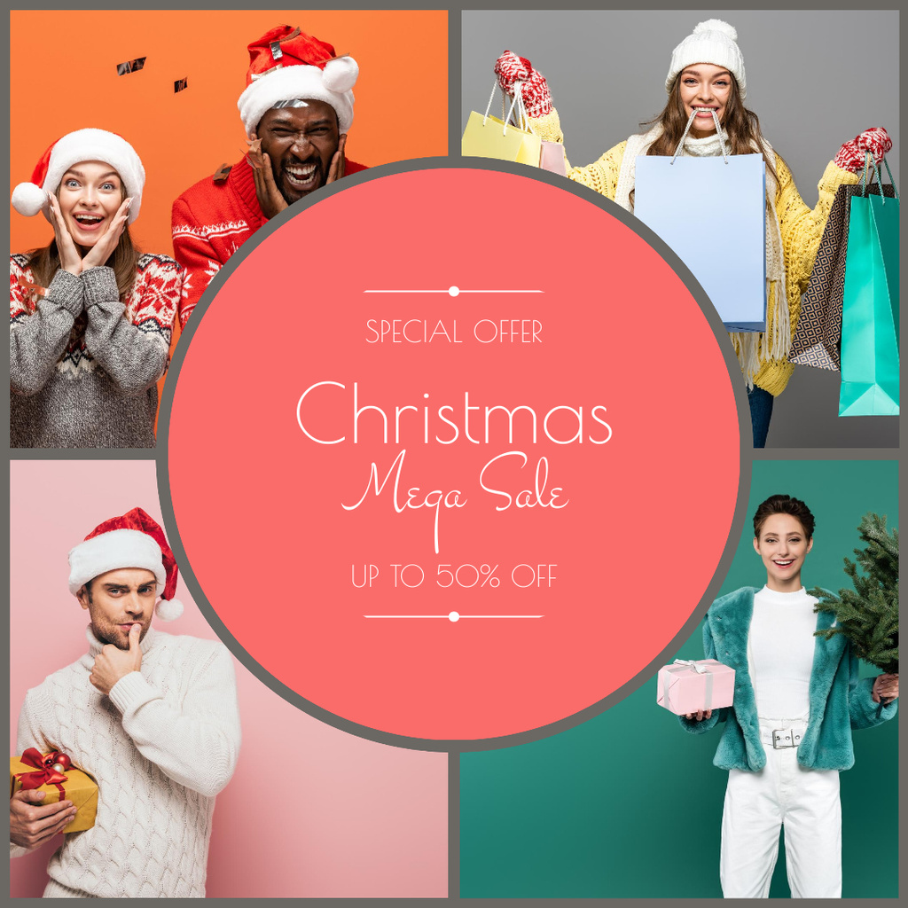 Christmas Mega Sale Announcement Instagram Πρότυπο σχεδίασης