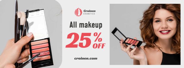 Szablon projektu Cosmetics Sale with Beautician applying Makeup Facebook cover