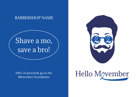 Barbershop Services Offer on Movember Postcard 5x7in Design Template