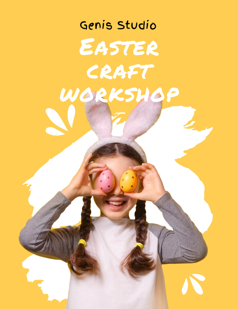 Easter Workshop Announcement with Little Girl Flyer 8.5x11in Šablona návrhu