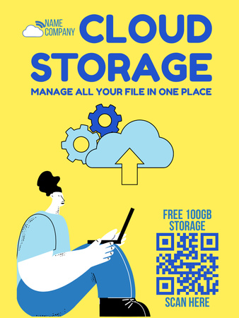 Software Cloud Storage Ad Poster US Design Template