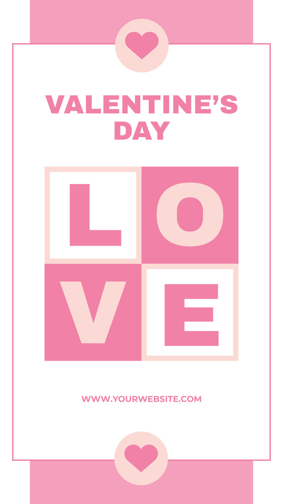 Saint Valentine's Day Congrats With Pink Hearts Instagram Story – шаблон для дизайну