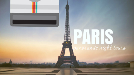 Designvorlage Toureinladung mit Pariser Eiffelturm für Full HD video