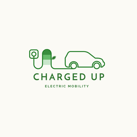 Emblem with Electric Car Logo Design Template
