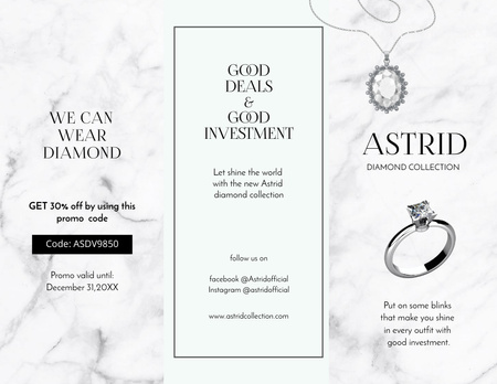 Template di design Lussuosa collezione di gioielli con diamanti in boutique Brochure 8.5x11in