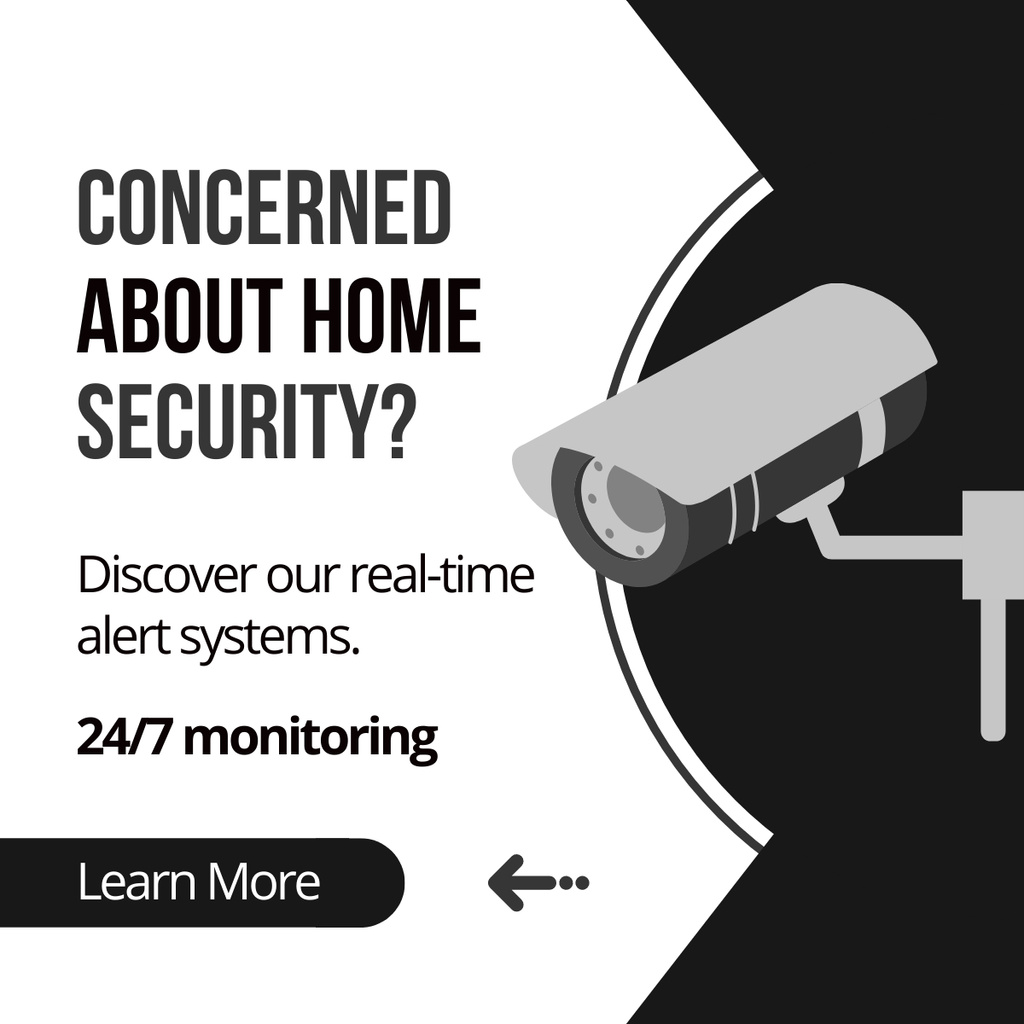Home Security Solutions with Surveillance Cameras LinkedIn post Tasarım Şablonu