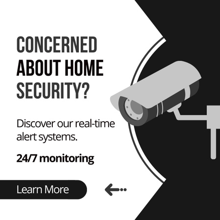 Home Security Solutions with Surveillance Cameras LinkedIn post Design Template
