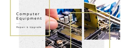 Engineer working with circuit board Facebook cover Design Template