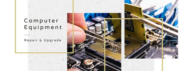 Engineer working with circuit board Facebook cover tervezősablon