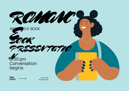 Template di design Evento di presentazione del libro romantico Poster B2 Horizontal