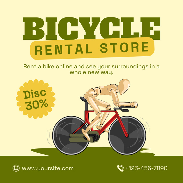 Ontwerpsjabloon van Instagram AD van Rental Sport Bicycles Offer on Green