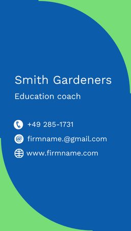 Education Coach Contact Details on Blue Business Card US Vertical Design Template