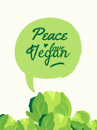 Yeşil Bitkili Vegan Yaşam Tarzı Konsepti Poster US Tasarım Şablonu