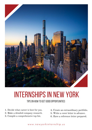 Internships in New York with City view Poster Šablona návrhu