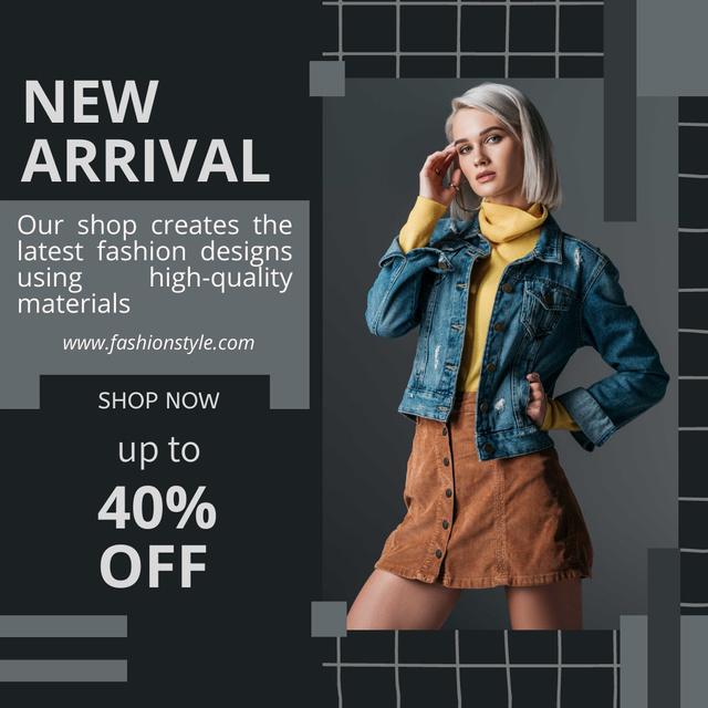 Modèle de visuel Sale Announcement with Attractive Woman in Denim Jacket - Instagram