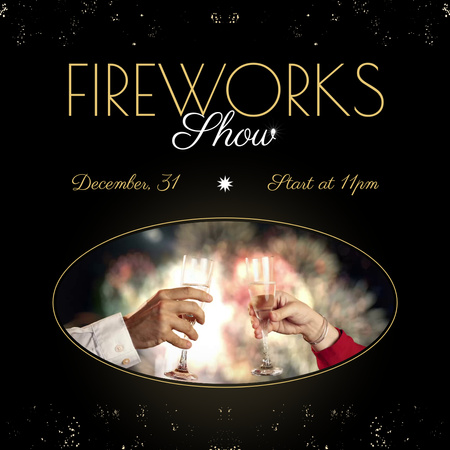 Fabulous New Year Celebration With Fireworks Animated Post Design Template