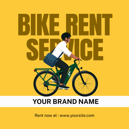 Girl Riding Rental Bike on Yellow Instagram Design Template