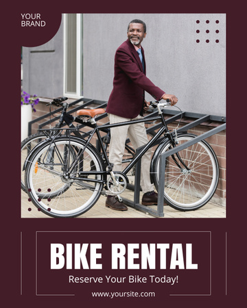 Plantilla de diseño de Hombre afroamericano maduro Estacionamiento Alquiler de bicicletas Instagram Post Vertical 
