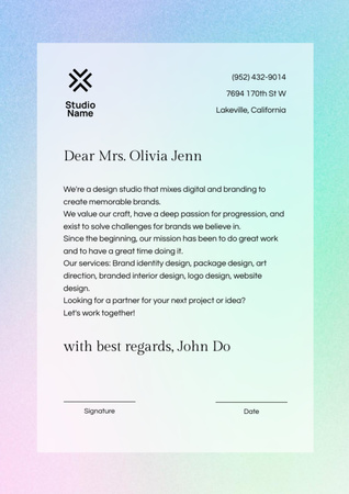 Designvorlage Letter to Design Studio für Letterhead