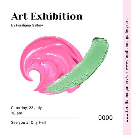 Art Exhibition Announcement with Brush Strokes Instagram Design Template