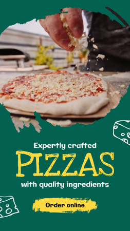 Szablon projektu Cheesy Pizzas With Quality Toppings Offer Instagram Video Story