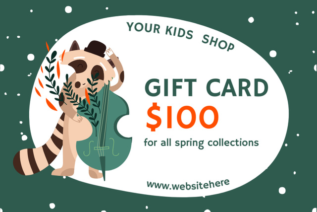 Gift Voucher Offer for Children's Collection in Green Gift Certificate Design Template