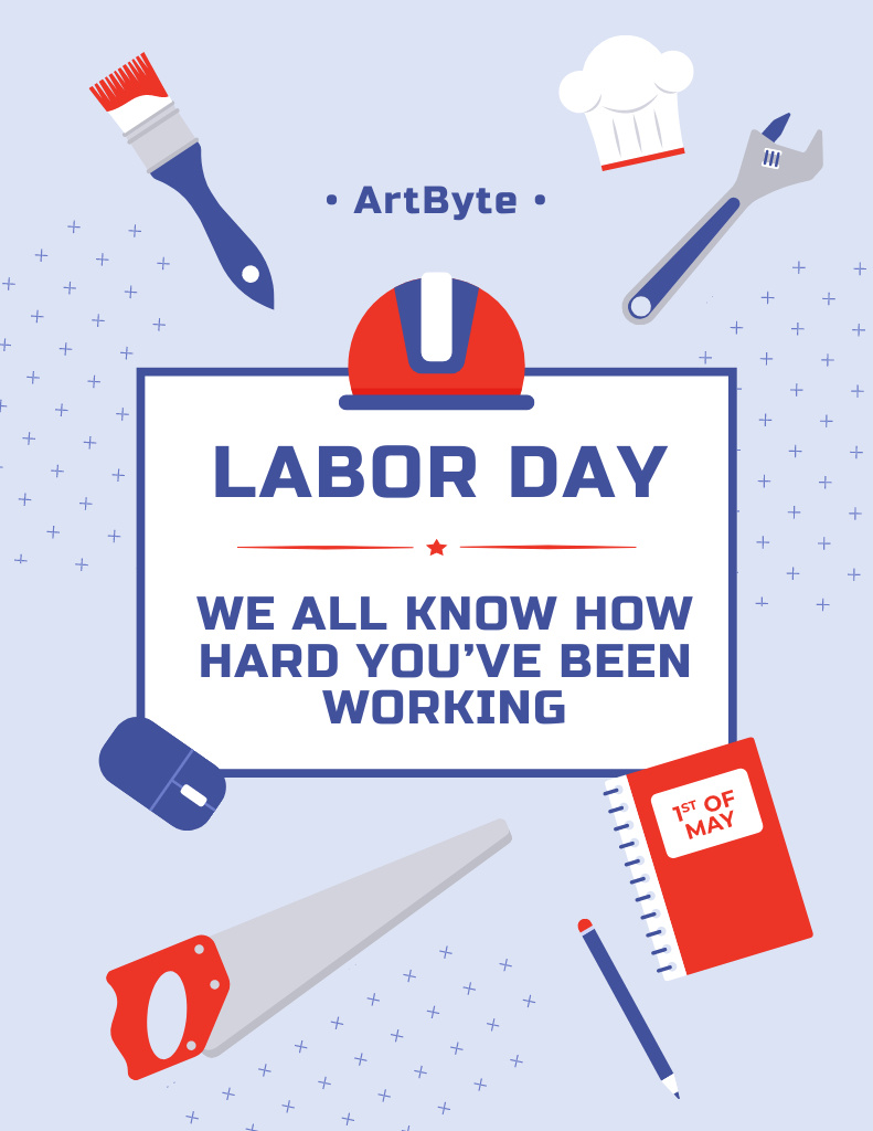 Festive Labor Day Celebration Congratulations Poster 8.5x11in Tasarım Şablonu